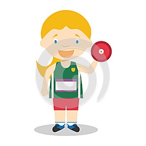 Sports cartoon vector illustrations: Discus Throw (female)