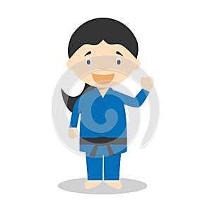 Sports cartoon vector illustrations: Judo (female)