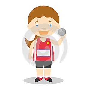 Sports cartoon vector illustrations: Shot Put (female)