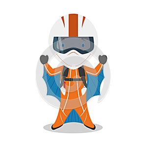 Sports cartoon vector illustrations: Wingsuiting