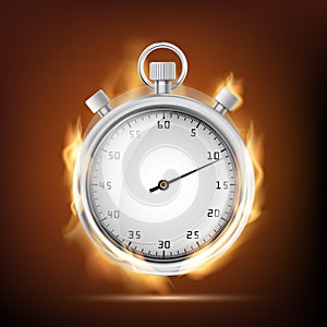 Sports chronometer with an arrow burning in the flame