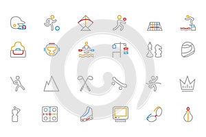 Sports Colored Outline Vector Icons 6