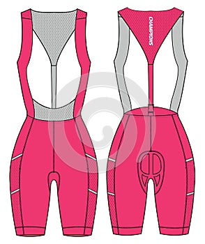 Sports Cycling Bib shorts pants active wear design flat sketch fashion Illustration, Bike bibs suitable for men and women with