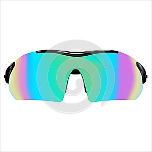 Sports Cycling sunglasses with rainbow glasses. Vector illustration