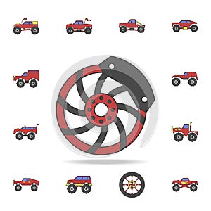 sports disc field coloricon. Detailed set of color big foot car icons. Premium graphic design. One of the collection icons for