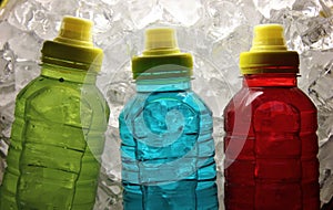 Sports energy drinks on ice.