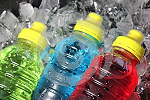 Sports energy drinks on ice. photo