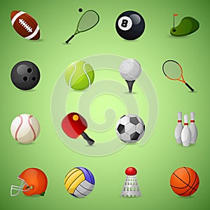 Sports Equipment Icons Set