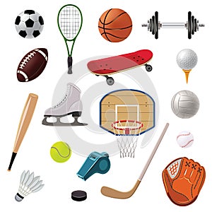 Sports Equipment Icons Set