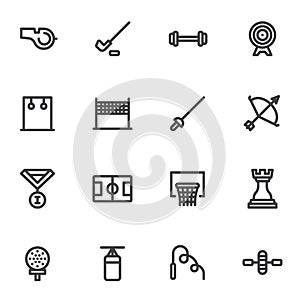 Sports Equipment line icons set