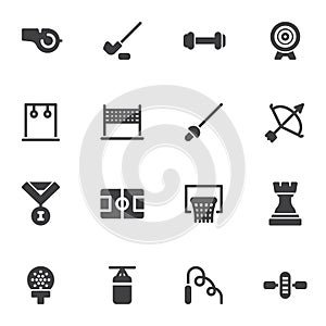 Sports Equipment vector icons set