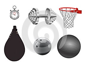 Sports equipment on white background