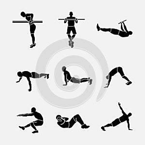 Sports exercise, a set of sports icon