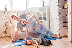 A sports family is engaged in fitness