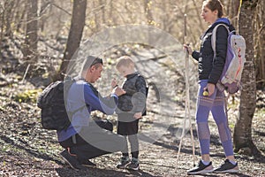 Sports family of tourists