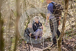 Sports family of tourists