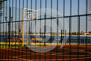 A sports field for playing basketball