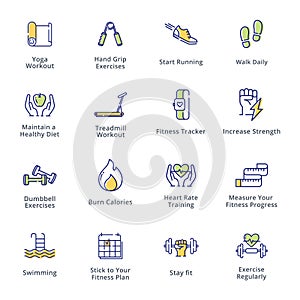 Sports and Fitness Activities Icons - Outline Series