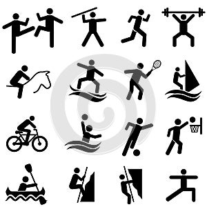 Sports, fitness, activity and exercise icon set