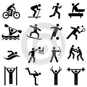 Sports, fitness, activity and exercise icons