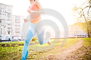 Sports girl on morning run