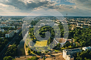 Sports ground and sports complex in the city`s Gorky Park in Minsk.Soccer field and hockey complex in the city of Minsk