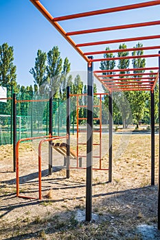 Sports ground view, sports lifestyle concept. Playground near the school