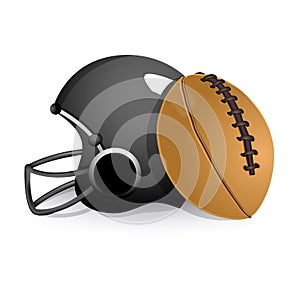 Sports helmet with rugby ball