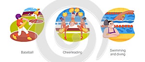 Sports in high school isolated cartoon vector illustration set