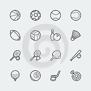 Sports icon set in outline style