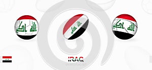 Sports icons for football, rugby and basketball with the flag of Iraq