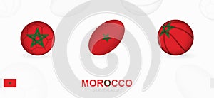 Sports icons for football, rugby and basketball with the flag of Morocco