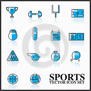 sports icons set outline twotone