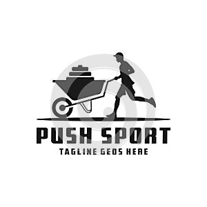 Sports inspiration illustration logo pushing a cart
