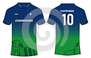 Sports t-shirt jersey design vector template, PSL - Pakistan Super  League Jersey Concept. Multan Sultans Jersey design Concept photo