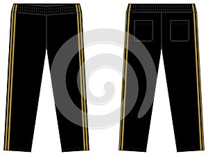 Sports jersey pants vector template illustration / black and gold