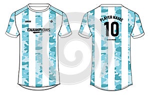 Sports jersey t shirt design concept vector template, Argentina football jersey concept with front and back view for Cricket, photo