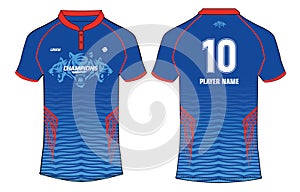 Sports jersey t shirt design concept vector template, Cricket jersey concept with front and back view for Delhi Capitals