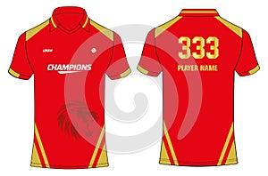 Sports jersey t shirt design concept vector template, Cricket jersey concept with front and back view for Punjab Kings Jersey