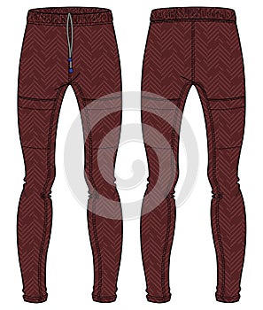 Sports Jogger bottom Pants design flat sketch vector illustration, Track pants concept with front and back view, Sweatpants for