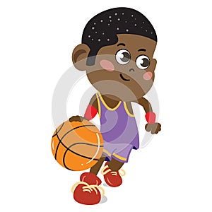 Sports Kids. Professional Boy dressed as Basketball Player. Children in Different walks of life