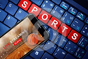 Sports Live Streaming Showing Basketball Game on Mobile Phone
