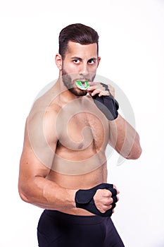 Sports man with Mouthguard photo
