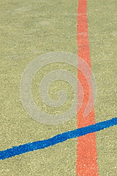 Sports markings on playfield. Basketball, football or handball lines. Sporty lifestyle on fresh air