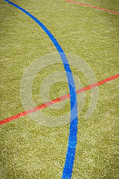 Sports markings on playfield. Basketball, football or handball lines. Sporty lifestyle on fresh air