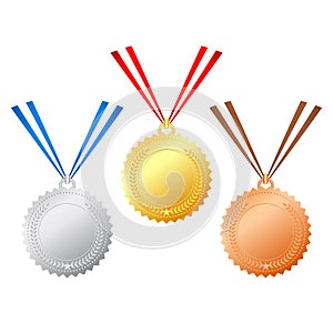 Sports medals gold silver and bronze