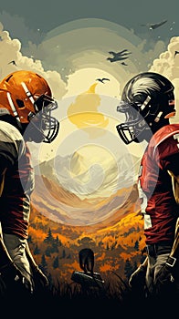 Sports nostalgia Thanksgiving football rivalries depicted in vintage inspired posters