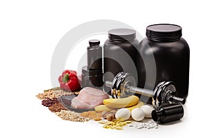 Sports nutrition and fitness equipment.