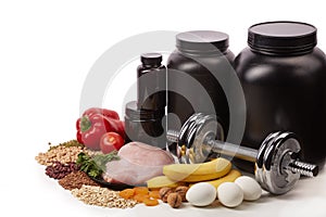 Sports nutrition and fitness equipment.