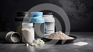 Sports nutrition supplements and chemistry for bodybuilding in gym